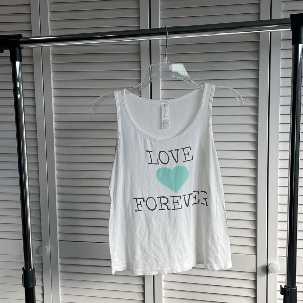 White and Mint Graphic Tank Top
